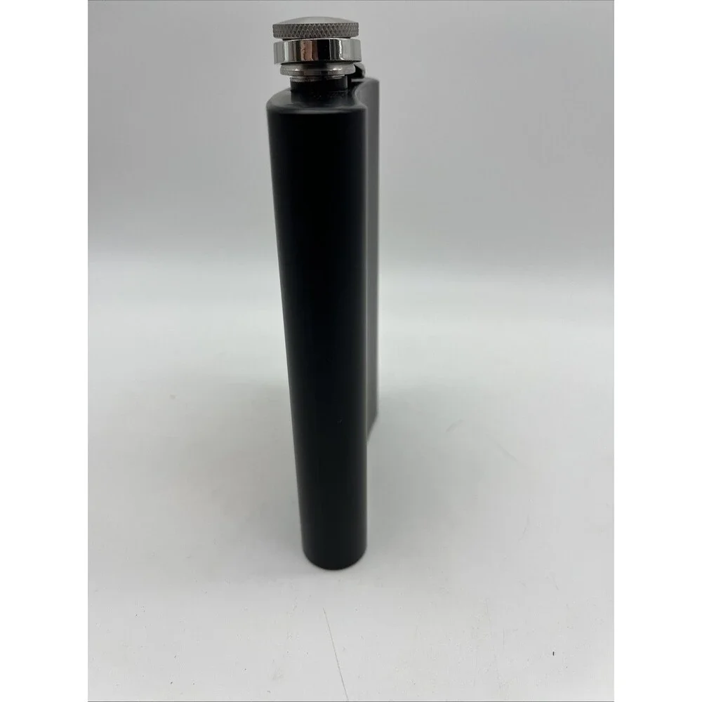 Matte Black 8 oz. Stainless Steel Hip Pocket Flask - Skull Design, New W/out Box
